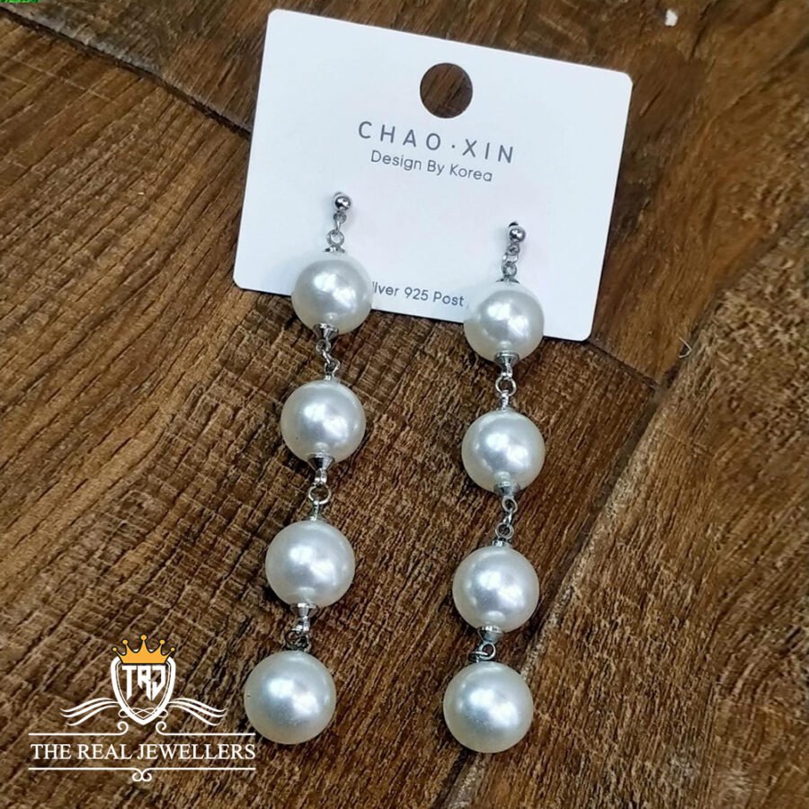 White Pearl Long Earrings For Girls/Women, Earrings Pair For Girls/Women - Image 2