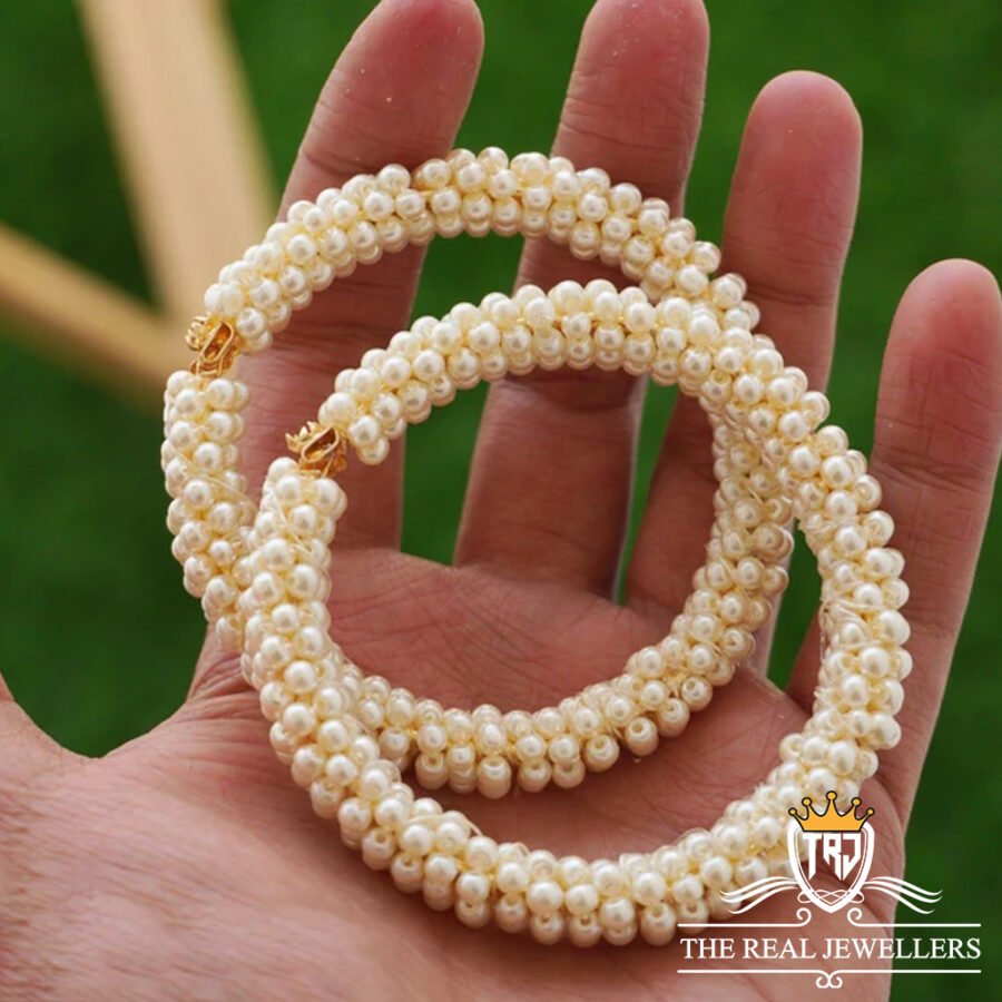 Crystal Pearl Gold Plated Bracelet For Girls/Women - Image 2